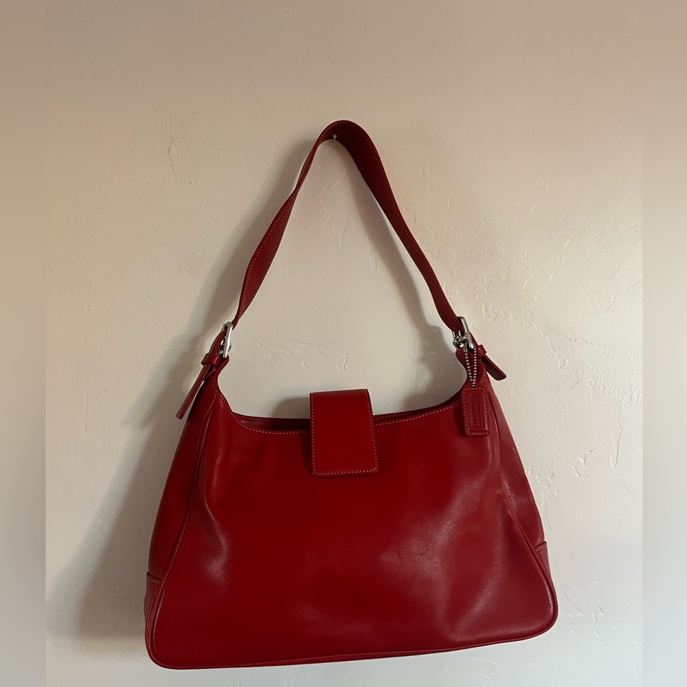 Vintage Y2K Coach Legacy Hampton Red Leather Shoulder Bag 7783 90s - Picture 2 of 15